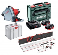 Mafell 91E003 MT 55 18 M BL Cordless Plunge Saw Package with Rails 209592 and Metabo 8ah