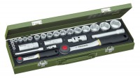 Proxxon Socket Set with Ratchets - 27pc 1/2\" + 1/4\" Drive - 23020