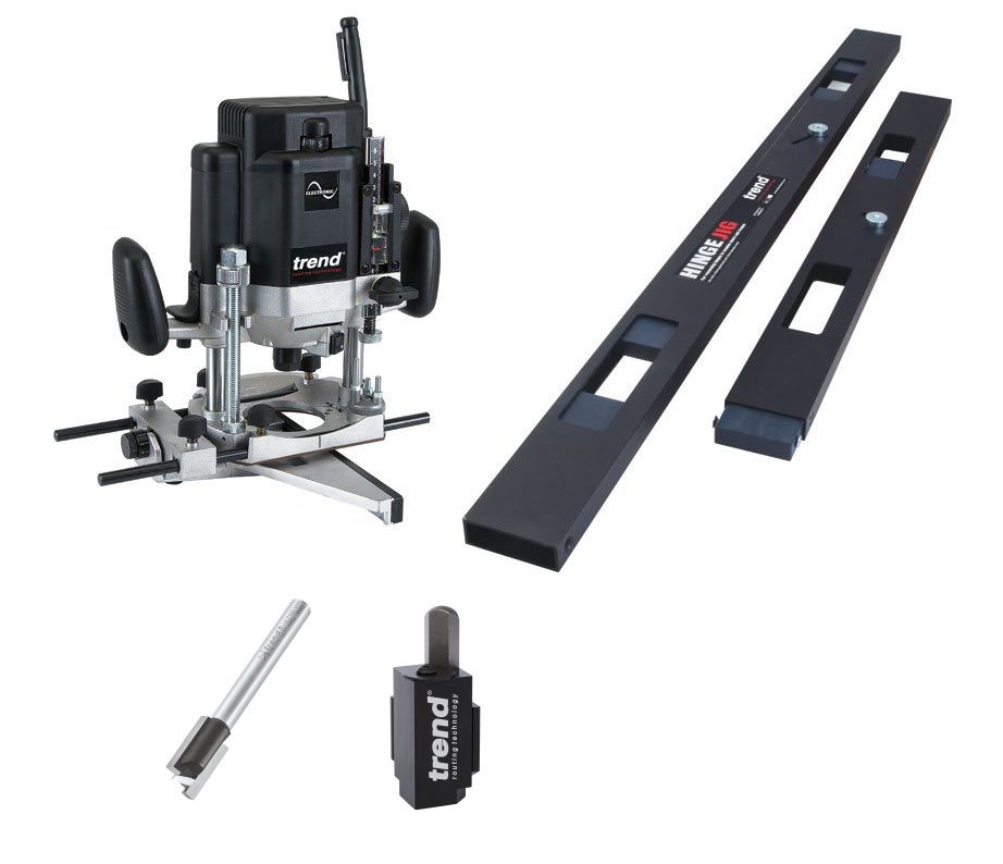 Trend T10ek 2000w 1/2" Router With Hinge Jig, Straight Cutter And